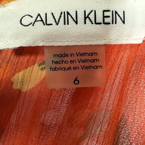 Calvin Klein NWT Womens 6 Floral Chiffon Ruffle Midi Dress Fairycore Bloomcore - Picture 14 of 16